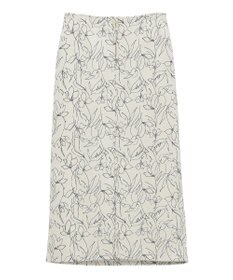 YECCA VECCA ラインフラワー柄フェイクスエードスカート