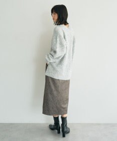 YECCA VECCA ラインフラワー柄フェイクスエードスカート