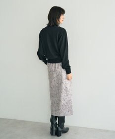 YECCA VECCA ラインフラワー柄フェイクスエードスカート