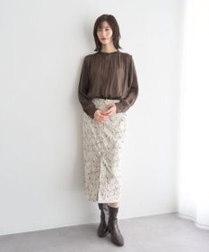 YECCA VECCA ラインフラワー柄フェイクスエードスカート