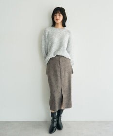 YECCA VECCA ラインフラワー柄フェイクスエードスカート