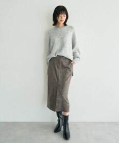 YECCA VECCA ラインフラワー柄フェイクスエードスカート