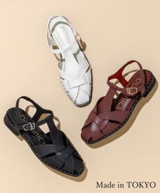 Dominic3 スタッズピース レザーケージサンダル