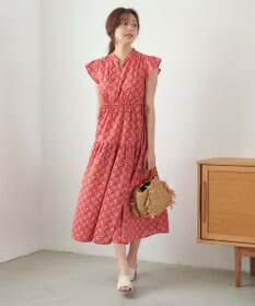 Feroux フラワープリントドロスト ワンピース