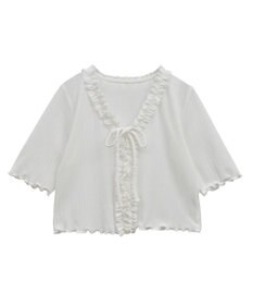 earth music&ecology フリルカットリブカーディガン