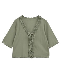 earth music&ecology フリルカットリブカーディガン