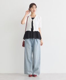 earth music&ecology フリルカットリブカーディガン