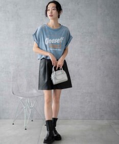WEGO 【洗える】ヴィンテージウォッシュロールアップショートTシャツ