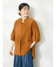 CRAFT STANDARD BOUTIQUE バンドカラーバックタック５分袖ブラウス