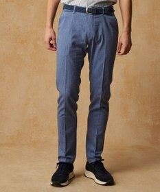 JOSEPH ABBOUD 【ウエストも伸びる/清涼/ストレッチ】ストレッチリネンシャンブレーパンツ