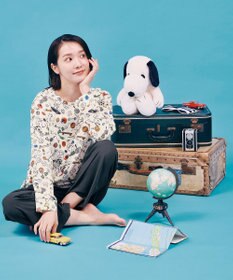 WACOAL PEANUTS パジャマ 長袖 長ズボン 綿100%(本体) スヌーピー レディース FDX561 /ワコール