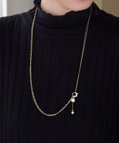 Phoebe 【長さ調整可能】Y字ネックレス/2wayアレンジパールラリエットネックレス ゴールド