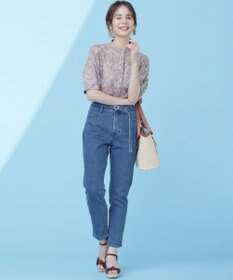 組曲 【WEB限定】フラワーボーダージャカードプリント ブラウス