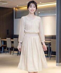 Tiaclasse L 【新色追加・洗える】シフォンギャザーワンピース