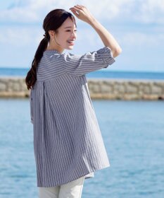 Tiaclasse L 【新色追加】バンドカラーシャツチュニックブラウス