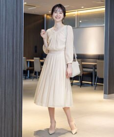 Tiaclasse L 【新色追加・洗える】シフォンギャザーワンピース