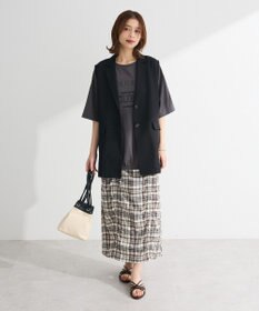 Green Parks チェック柄シャーリングＩラインスカート