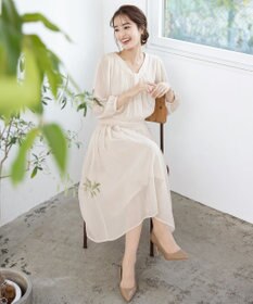 Tiaclasse L 【新色追加・洗える】シフォンギャザーワンピース