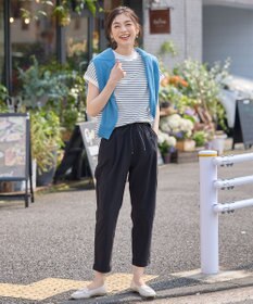 ANY L 【大好評につき新色登場！】モックネックフレンチスリーブ ボーダーＴシャツ