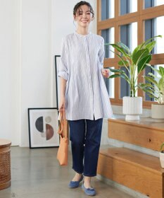 Tiaclasse L 【新色追加】バンドカラーシャツチュニックブラウス