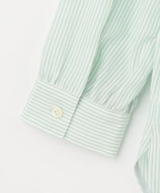 J.PRESS LADIES 【洗える】 コットンアセVis ストライプ バンドカラー ブラウス