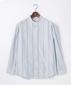 JOSEPH ABBOUD 【シルクブレンド】シルクコットンストライプバンドカラー シャツ