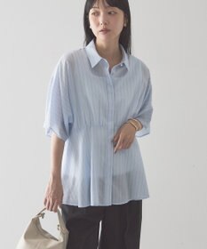 AMERICAN HOLIC 【予約】【接触冷感】ストライプペプラムブラウス
