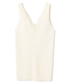 BEIGE， RUBY / レーストリム リブタンクトップ