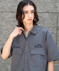 WEGO 【ユニセックス着用ITEM】刺繍ロゴツイルワークシャツ