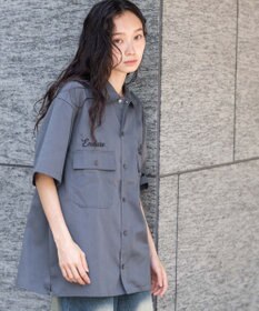 WEGO 【ユニセックス着用ITEM】刺繍ロゴツイルワークシャツ