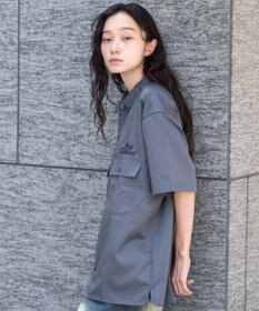 WEGO 【ユニセックス着用ITEM】刺繍ロゴツイルワークシャツ