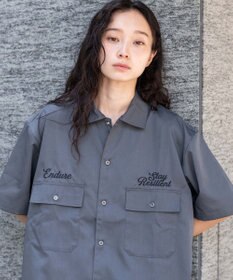 WEGO 【ユニセックス着用ITEM】刺繍ロゴツイルワークシャツ