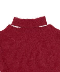 earth music&ecology ロングシャギースリットネックニットプルオーバー