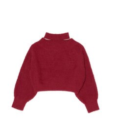 earth music&ecology ロングシャギースリットネックニットプルオーバー