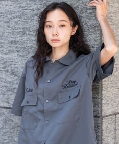 WEGO 【ユニセックス着用ITEM】刺繍ロゴツイルワークシャツ