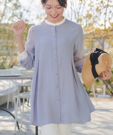 Tiaclasse L 【新色追加】バンドカラーシャツチュニックブラウス