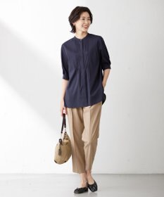 J.PRESS LADIES L 【WEB限定カラーあり・洗える】ラミーポプリン バンドカラー ブラウス