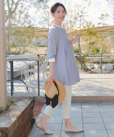 Tiaclasse L 【新色追加】バンドカラーシャツチュニックブラウス