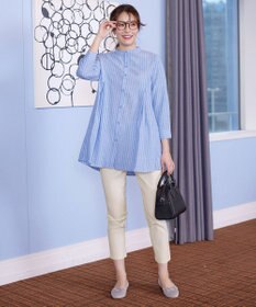 Tiaclasse 【新色追加】バンドカラーシャツチュニックブラウス