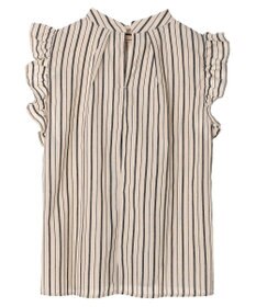 Green Parks ・ＥＬＥＮＣＡＲＥ　ＤＵＥ　ストライプフリルブラウス