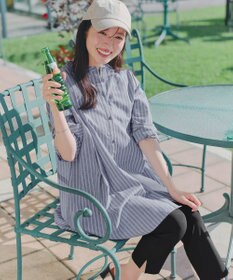 Tiaclasse L 【新色追加】バンドカラーシャツチュニックブラウス