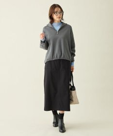 ANY L スウェットライクハーフジップニット