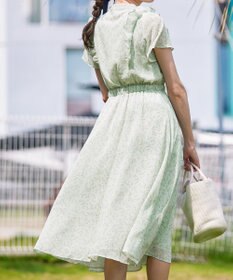 Tiaclasse 【洗える】花柄ボウタイフレアワンピース