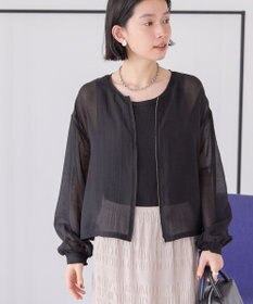 AMERICAN HOLIC ノーカラーシアーＺＩＰブルゾン