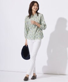 J.PRESS LADIES L 【洗える】Liberty Lilibet＆Hannah Rose バンドカラー ブラウス