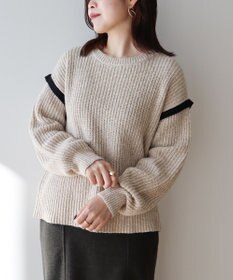 Green Parks Ｍｉｘ配色畦ニットプルオーバー