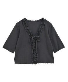 earth music&ecology フリルカットリブカーディガン