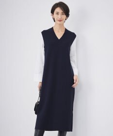 ICB L 【洗える】 クロスコンビ ニットワンピース