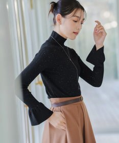 Tiaclasse 【洗える】スパンコールハイネックリブニットトップス
