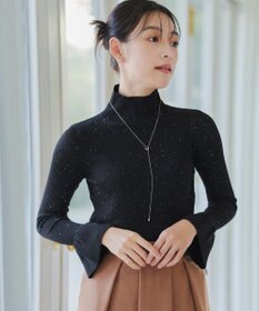 Tiaclasse 【洗える】スパンコールハイネックリブニットトップス